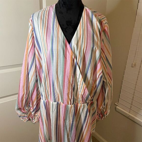 Lane Bryant Tops - Lane Bryant‎ Plus Size 24 Striped Surplice Neck Blouse Multicolor